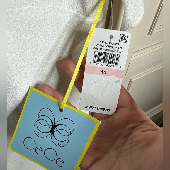 NWT-CeCe White Dress with Ruffles Size 10‎ - Picture 10 of 11